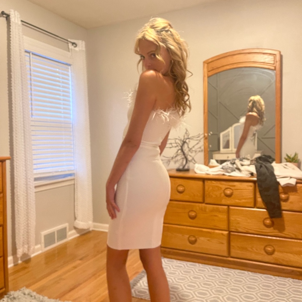 White feather dress!